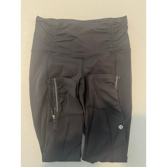 LULULEMON Black  Runday Crop Running Tights-Size 4 - Picture 2 of 5